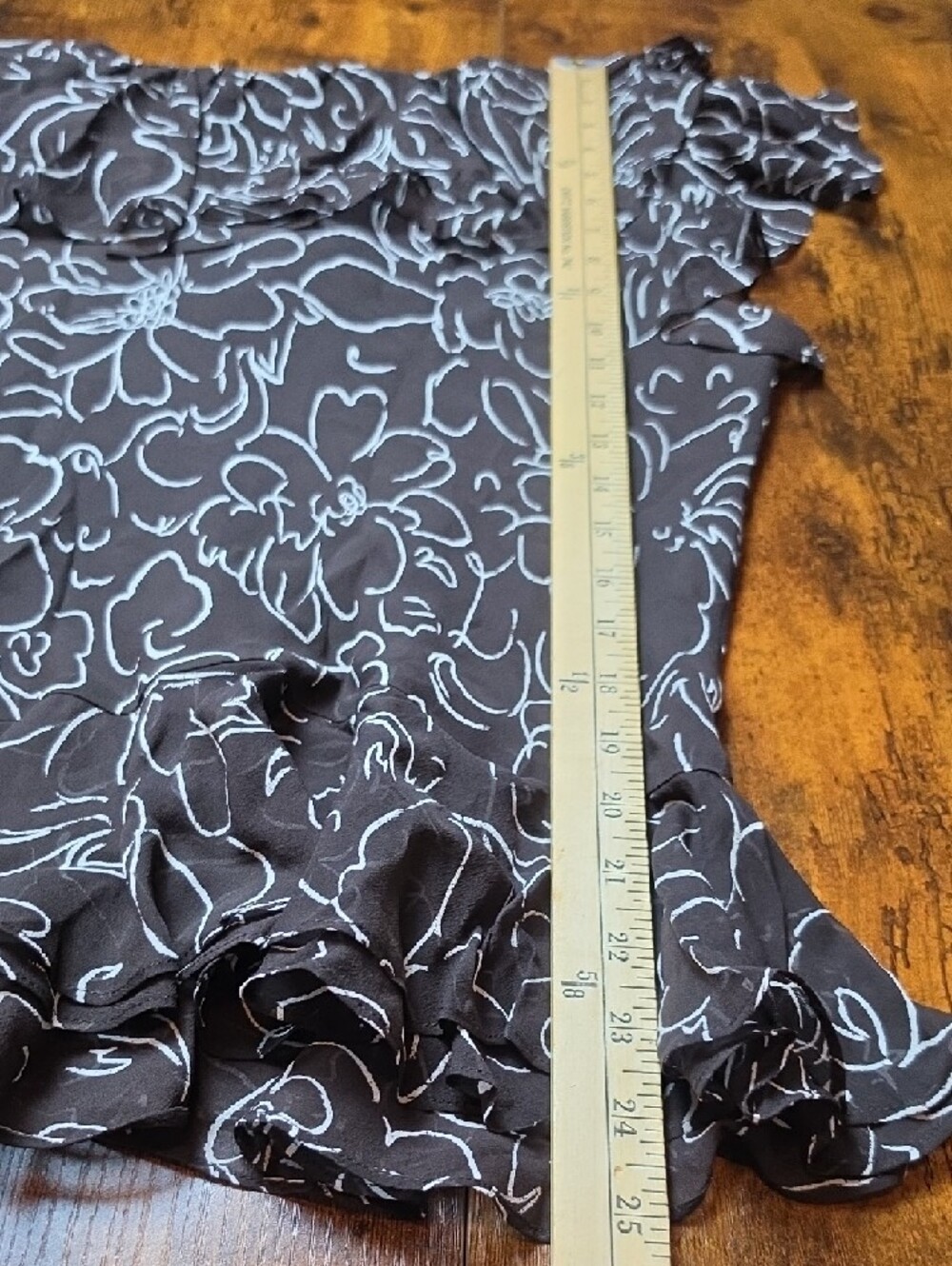 LAUREN RALPH LAUREN | NWT 100% Silk Ruffle Floral Peplum Blouse Brown Cream | L - Picture 7 of 8